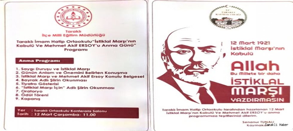 12 MART İSTİKLAL MARŞI'nın KABULÜ ve MEHMET AKİF ERSOY'u ANMA GÜNÜ