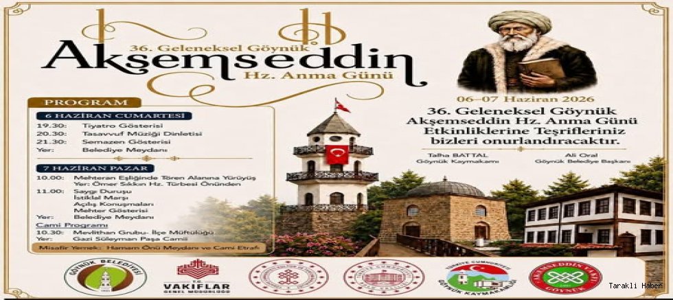 36. Geleneksel Göynük Akşemseddin Hz. Anma Günü Etkinlikleri 6-7 Haziran’da Gerçekleşecek