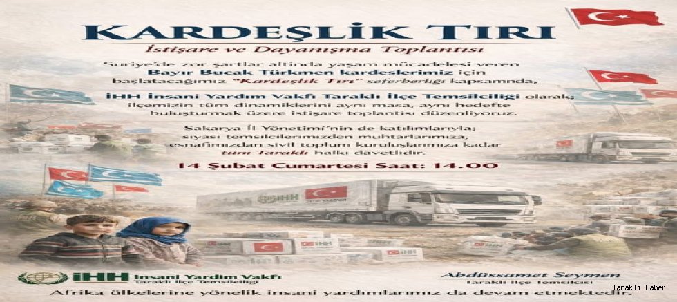 Taraklı’da “Kardeşlik Tırı” İçin İstişare Toplantısı Düzenleniyor