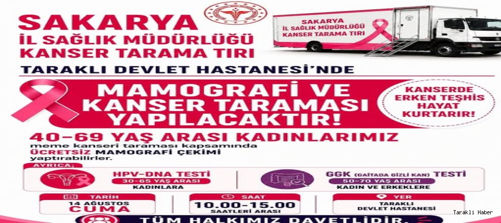 Taraklı’da Mobil Kanser Tarama Aracı Hizmet Verecek