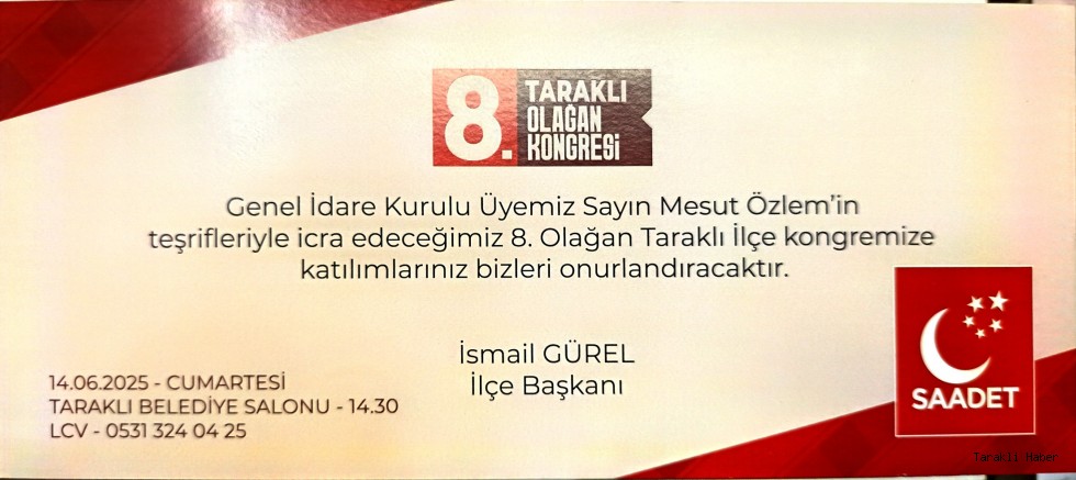 Saadet Partisi Taraklı İlçe Teşkilatı 8. Olağan Kongresine Hazırlanıyor