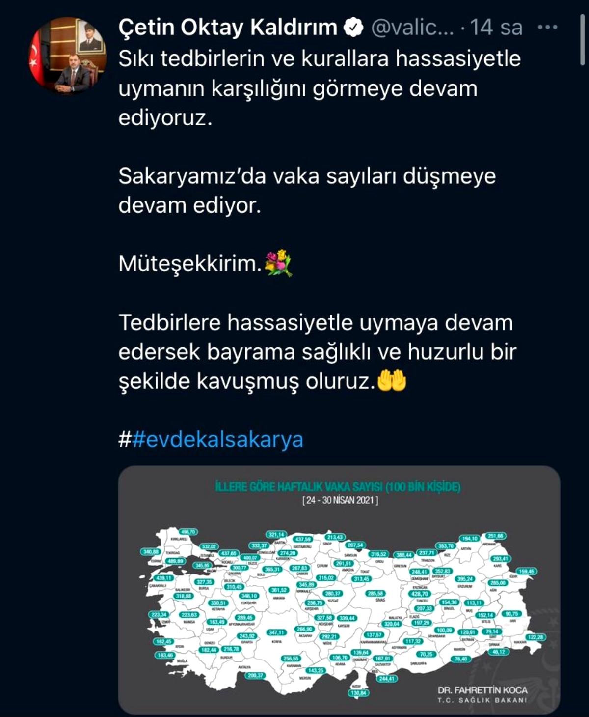 Sakarya'da vaka sayıları düşmeye devam ediyor