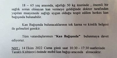 Kan Bağışına Davet
