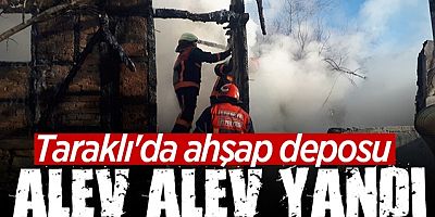 Taraklı'da ahşap deposu yandı
