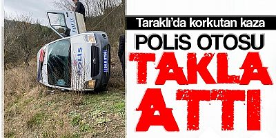 Taraklı’da Polis otosu takla attı: 